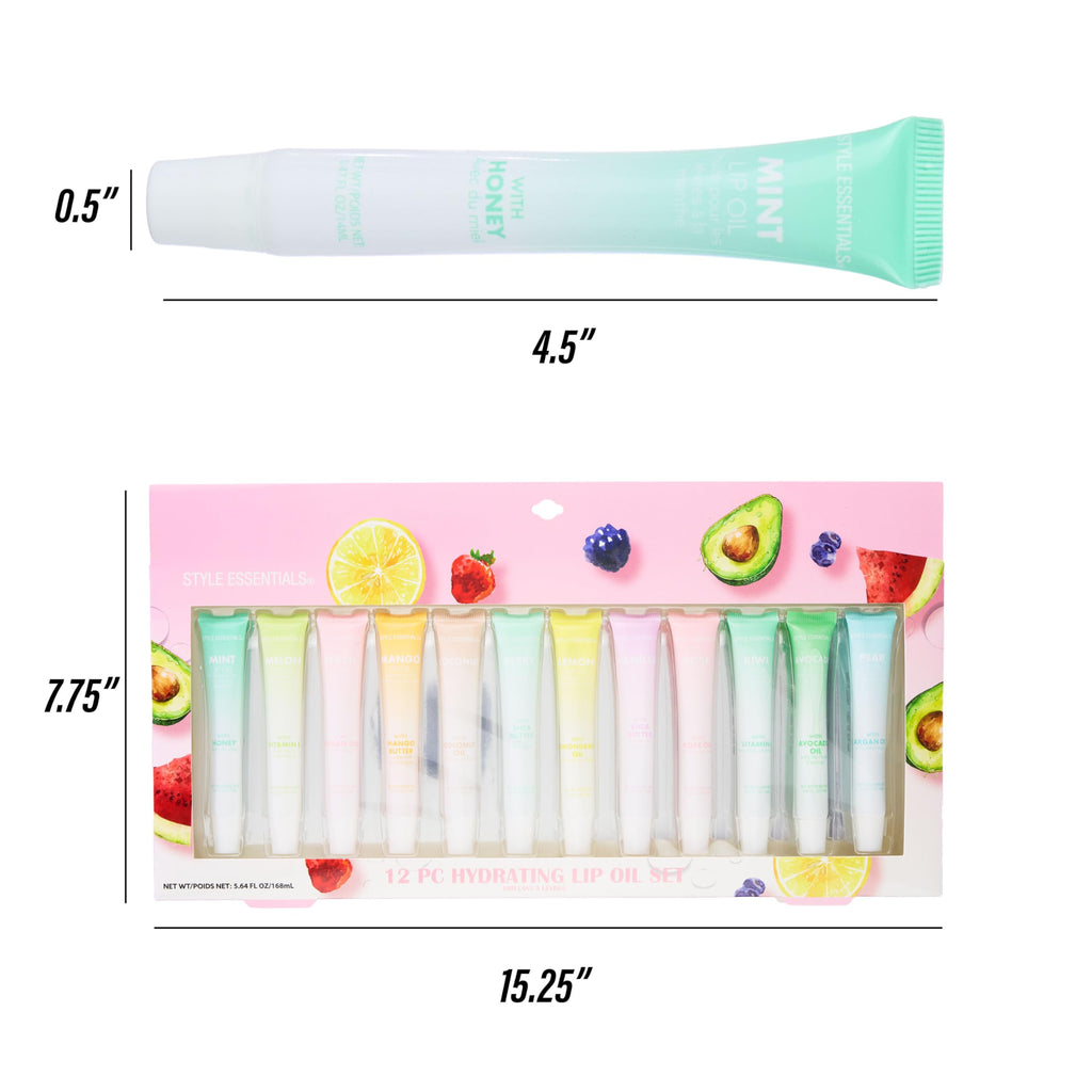 EXPRESSIONS 12pc Lip Oil Set – Flavored Hydrating Lip Oils with Squeeze Tube