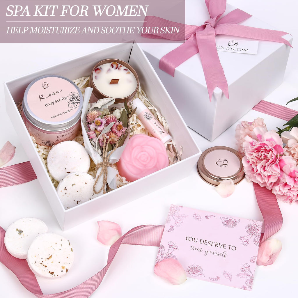 EXTALOW Rose Spa Gift Set for Women | Home Spa Gift Basket