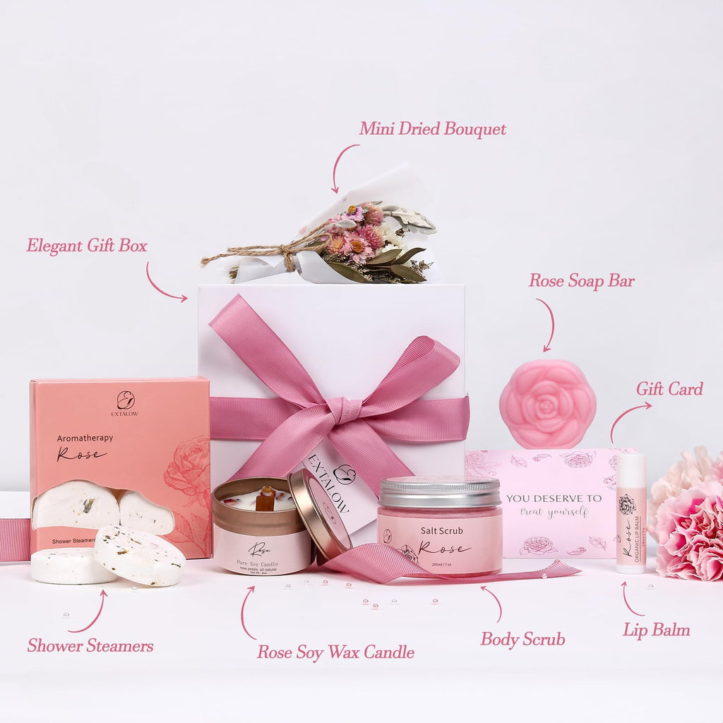 EXTALOW Rose Spa Gift Set for Women | Home Spa Gift Basket