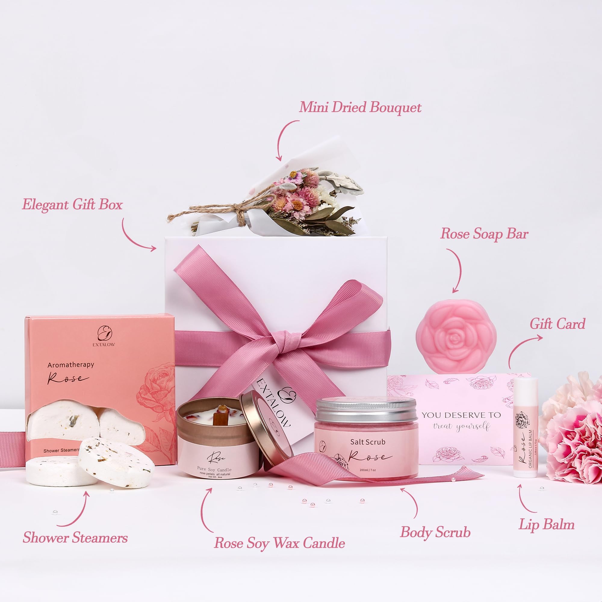 EXTALOW Rose Spa Gift Set for Women | Home Spa Gift Basket