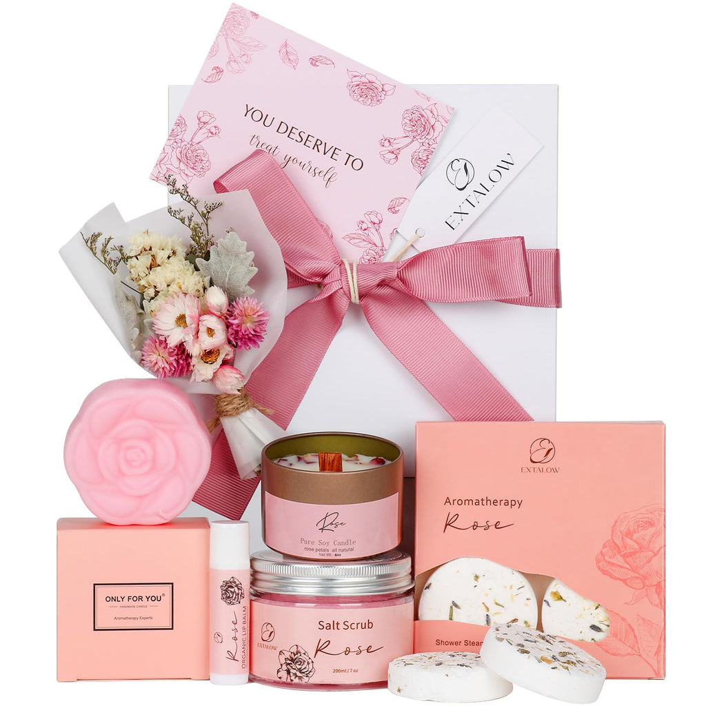EXTALOW Rose Spa Gift Set for Women | Home Spa Gift Basket