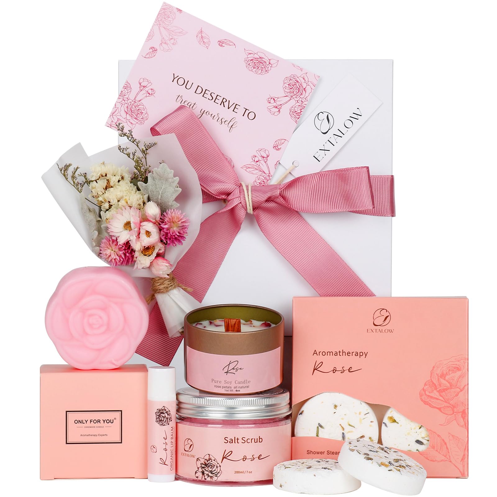 EXTALOW Rose Spa Gift Set for Women | Home Spa Gift Basket