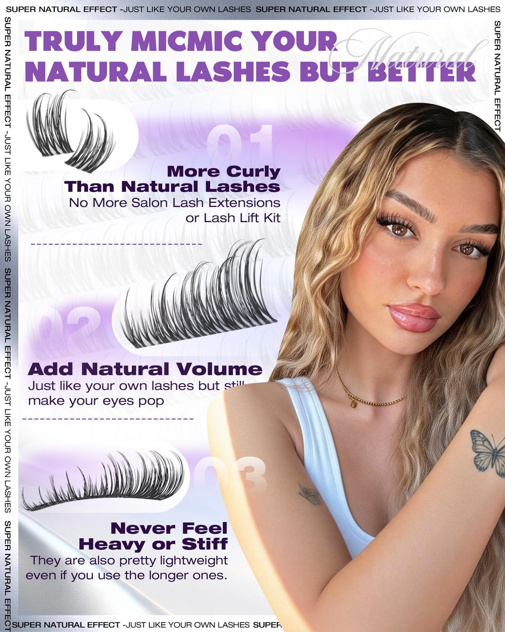 EYDEVRO Natural Lash Clusters Kit - Wispy D-Curl 10-16mm Lashes + Bond & Seal