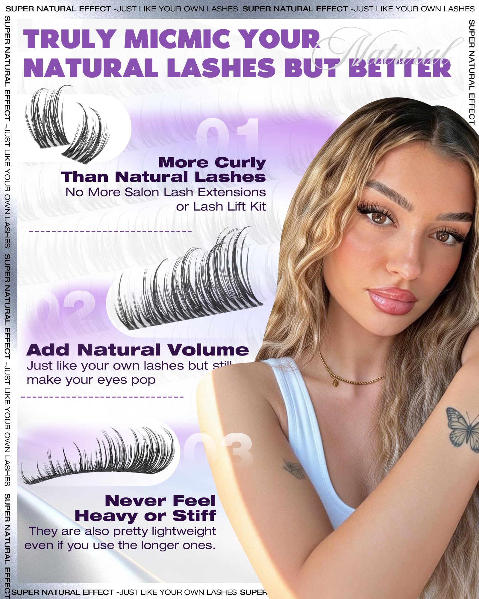 EYDEVRO Natural Lash Clusters Kit - Wispy D-Curl 10-16mm Lashes + Bond & Seal