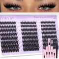 EYDEVRO Fairy Lash Clusters Kit – Wispy 10-16mm Lashes with Bond & Seal, Tweezers & Brushes
