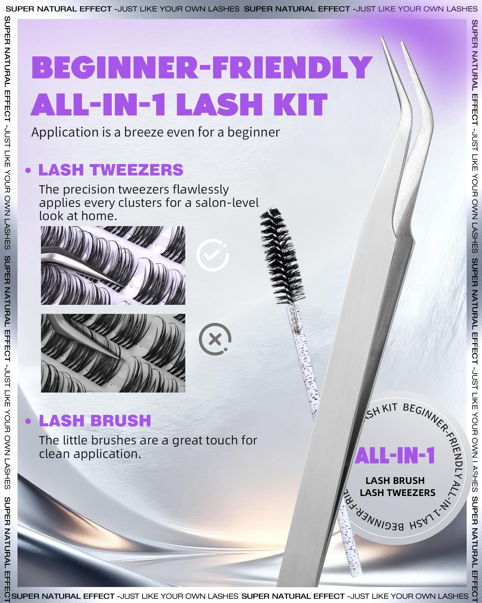 EYDEVRO Natural Lash Clusters Kit - Wispy D-Curl 10-16mm Lashes + Bond & Seal
