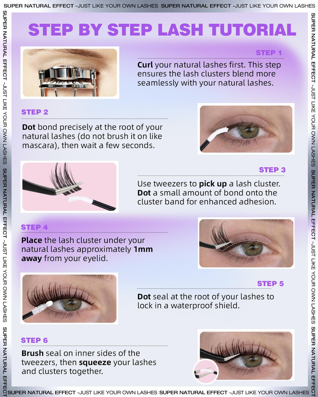 EYDEVRO Natural Lash Clusters Kit - Wispy D-Curl 10-16mm Lashes + Bond & Seal