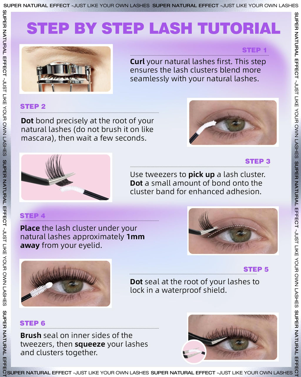 EYDEVRO Wispy Lash Clusters Kit – Natural DIY Lash Extensions, 10-16mm D Curl, Bond & Seal, Tweezers