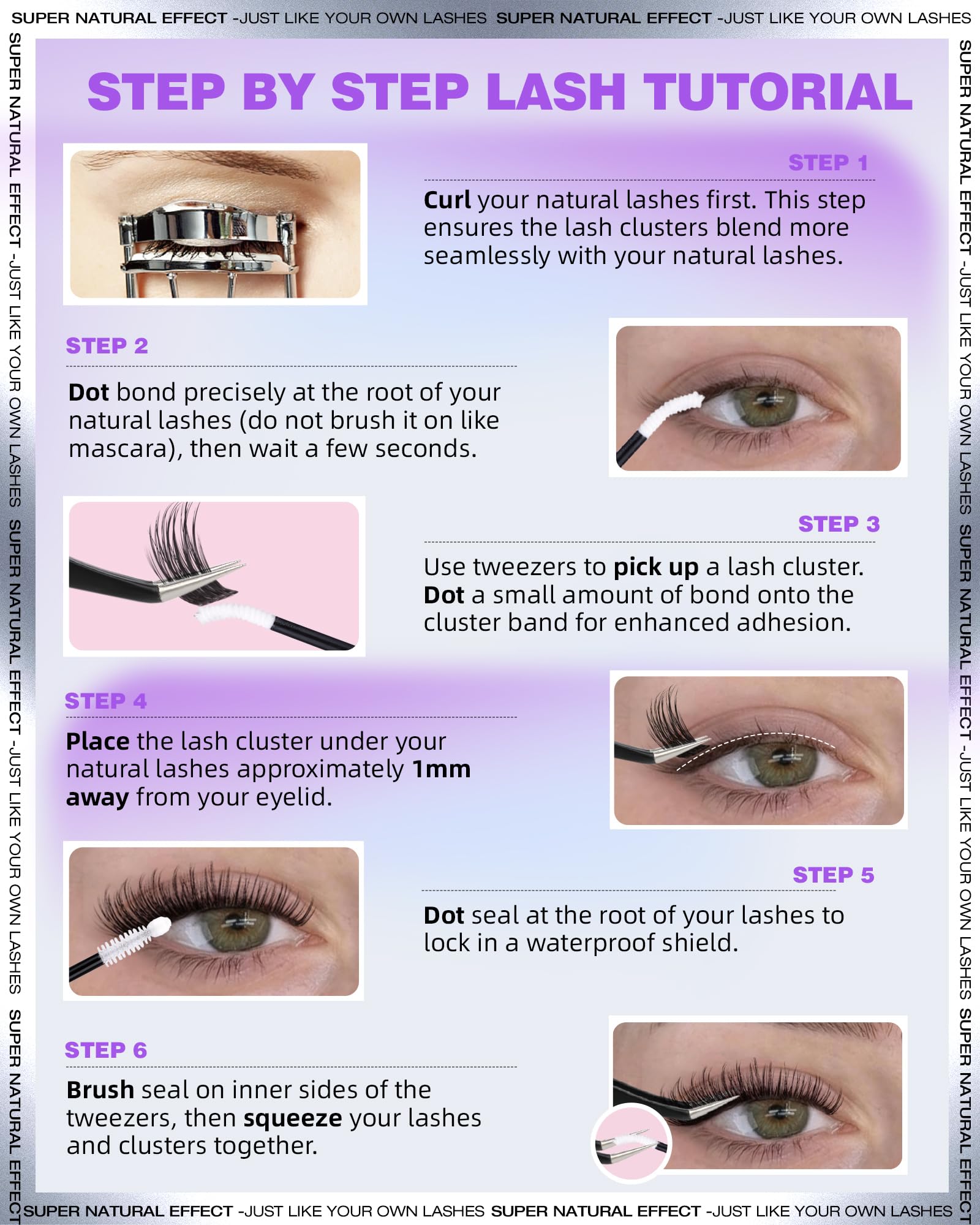 EYDEVRO Wispy Lash Clusters Kit – Natural DIY Lash Extensions, 10-16mm D Curl, Bond & Seal, Tweezers