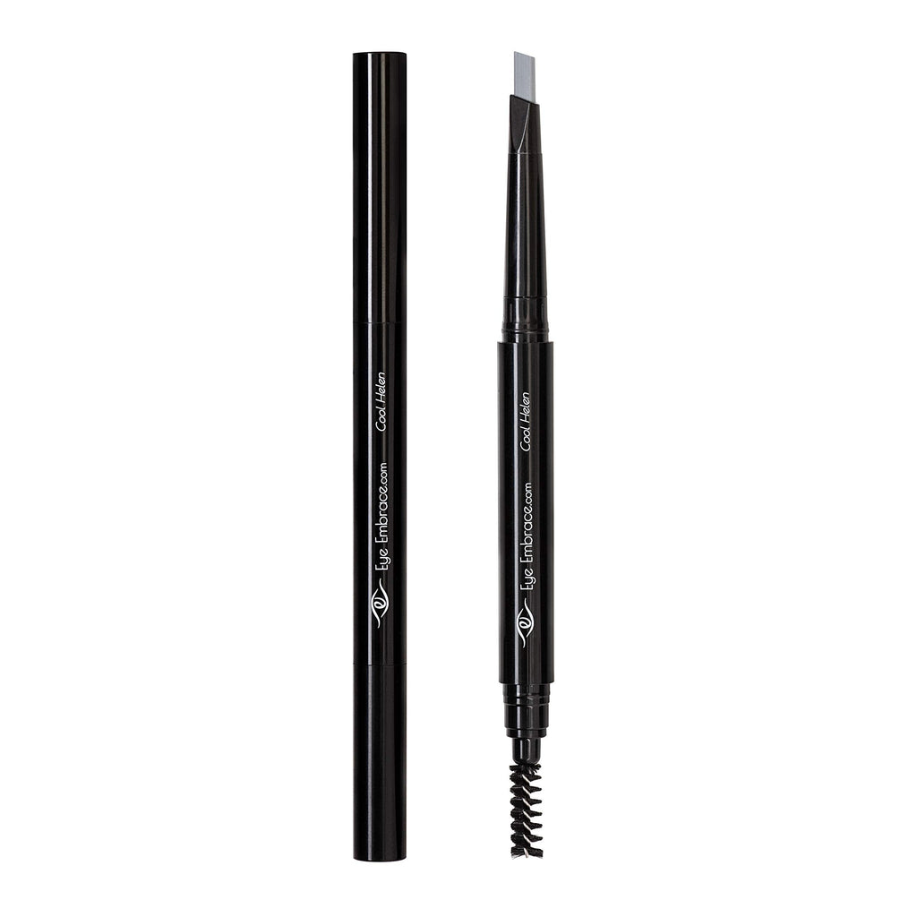 Eye Embrace Cool Helen: Light Gray Eyebrow Pencil – Waterproof, Double-Ended Automatic Angled Tip & Spoolie, Cruelty-Free