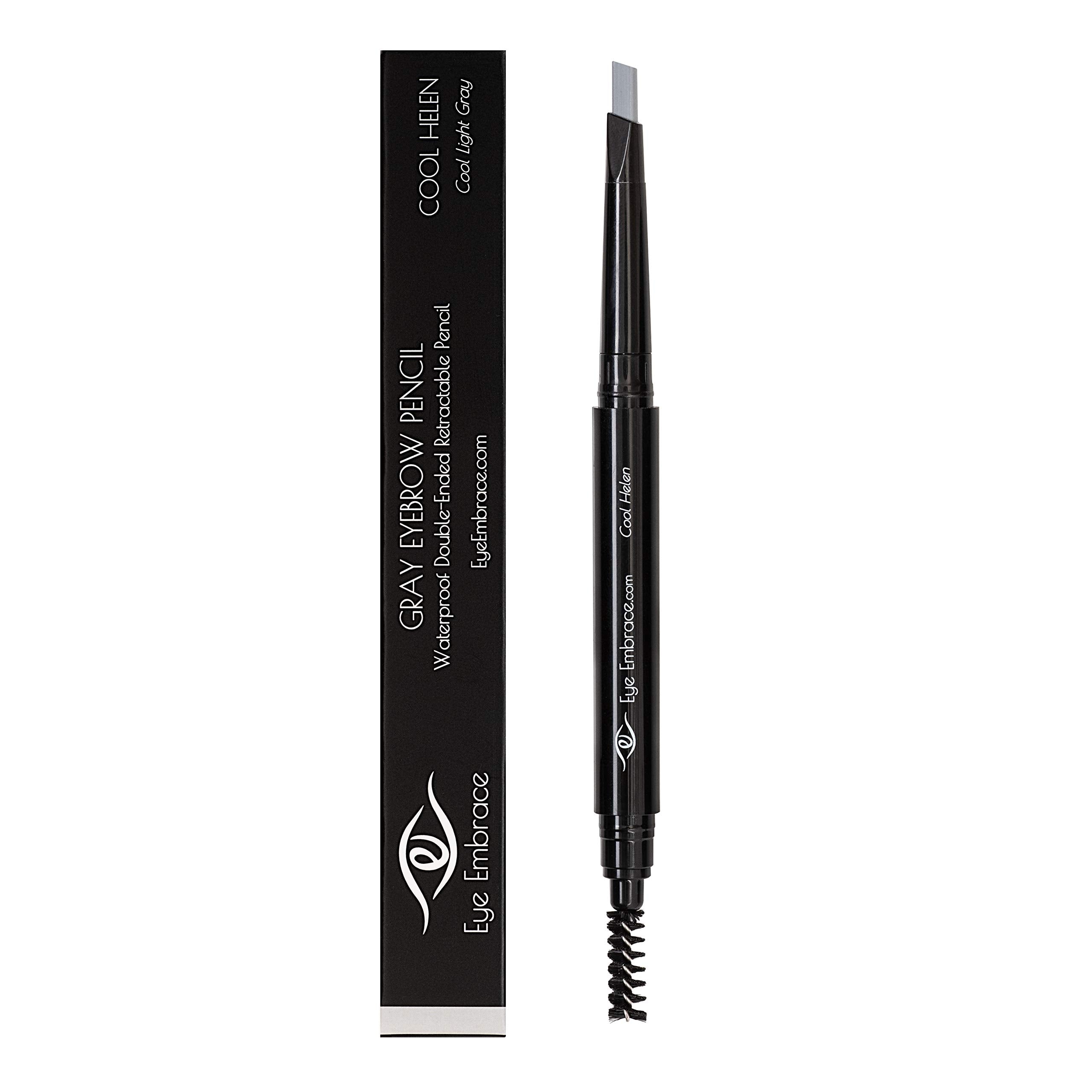 Eye Embrace Cool Helen: Light Gray Eyebrow Pencil – Waterproof, Double-Ended Automatic Angled Tip & Spoolie, Cruelty-Free