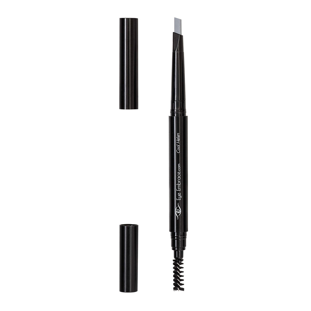 Eye Embrace Cool Helen: Light Gray Eyebrow Pencil – Waterproof, Double-Ended Automatic Angled Tip & Spoolie, Cruelty-Free