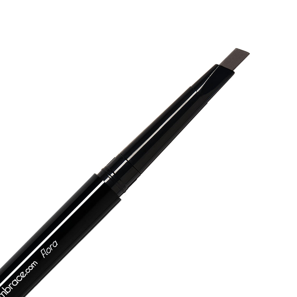 Eye Embrace Flora: Dark Brown-Gray Eyebrow Pencil – Waterproof, Dual-Ended Angled Tip & Spoolie