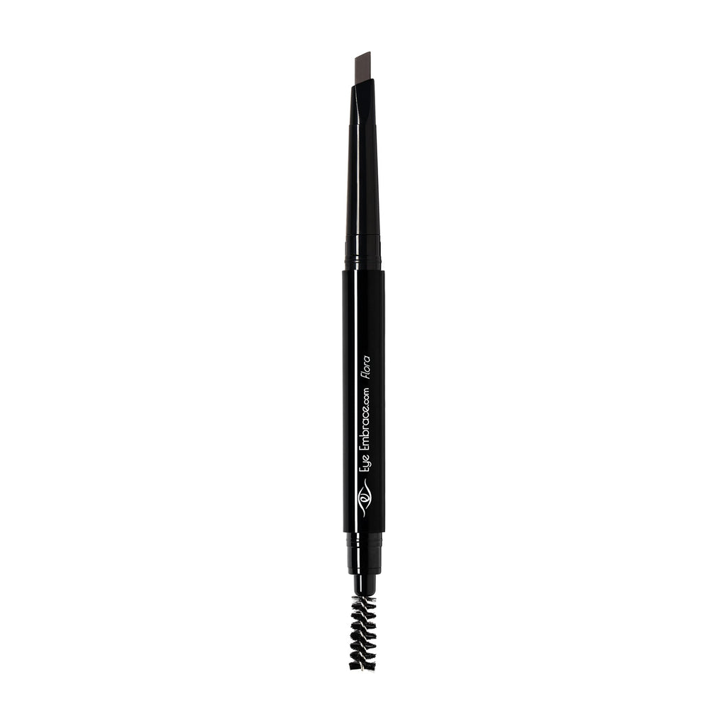 Eye Embrace Flora: Dark Brown-Gray Eyebrow Pencil – Waterproof, Dual-Ended Angled Tip & Spoolie