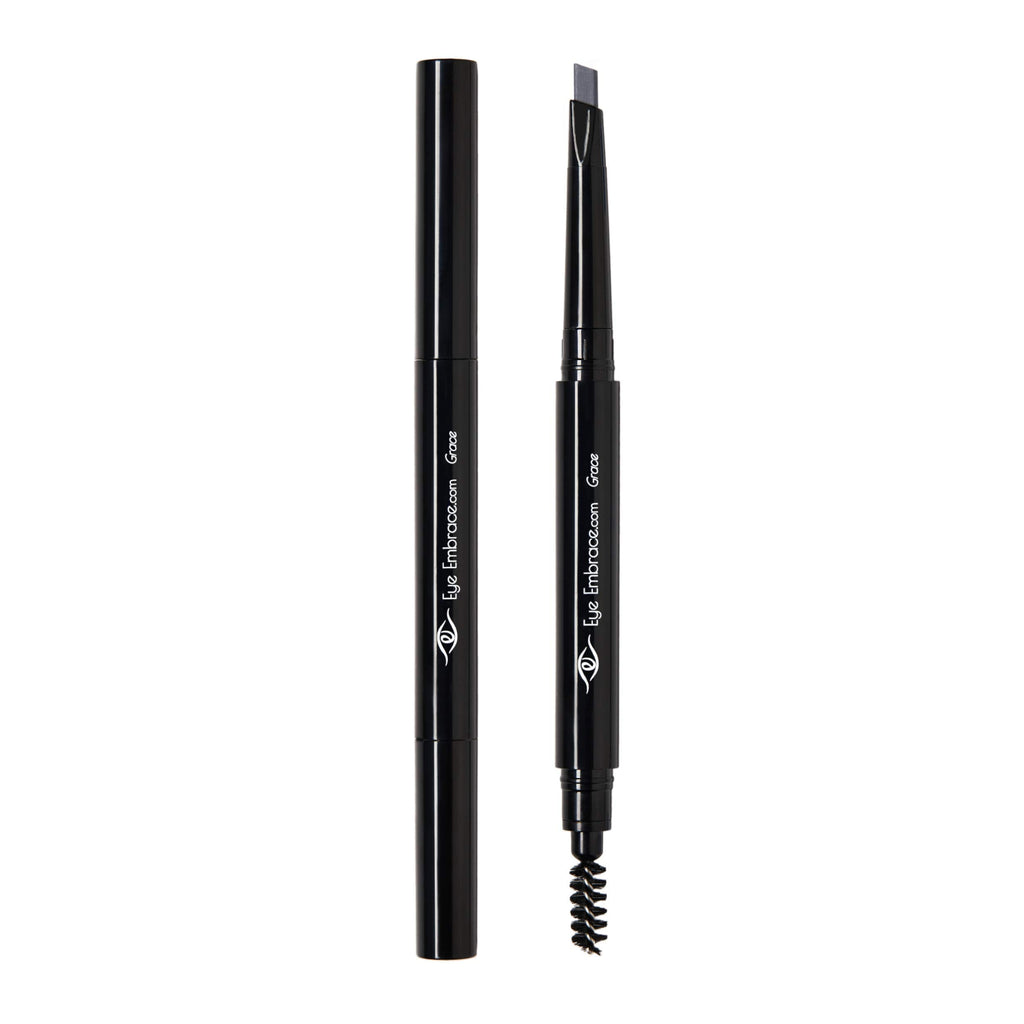 Eye Embrace Grace Medium Gray Eyebrow Pencil – Waterproof, Double-Ended Angled Tip & Spoolie, Cruelty-Free