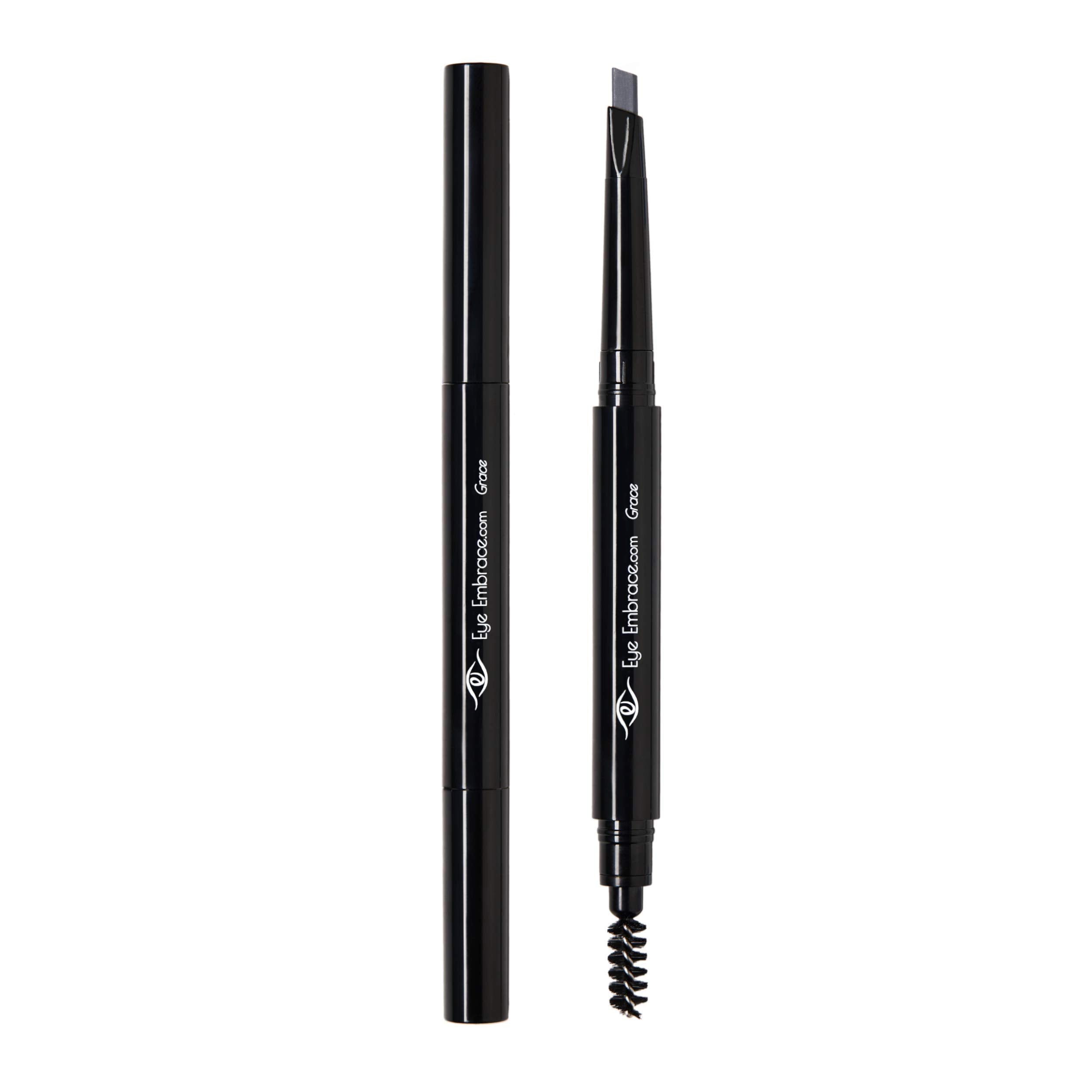 Eye Embrace Grace Medium Gray Eyebrow Pencil – Waterproof, Double-Ended Angled Tip & Spoolie, Cruelty-Free