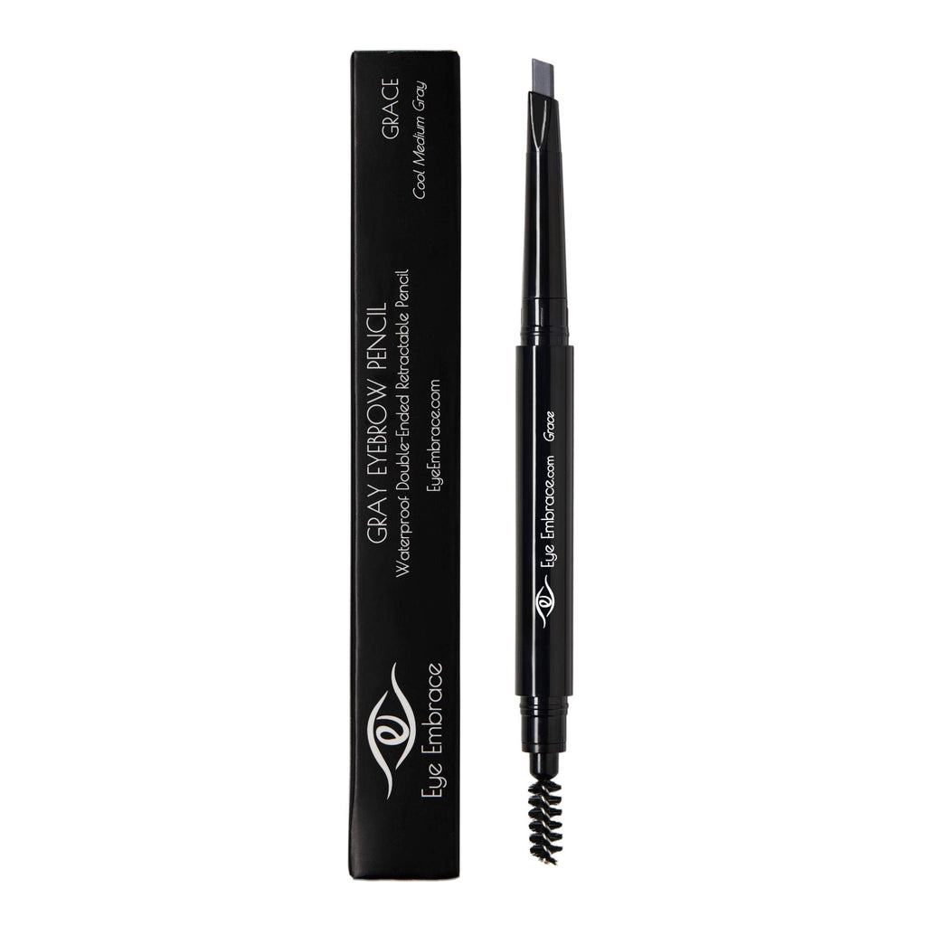 Eye Embrace Grace Medium Gray Eyebrow Pencil – Waterproof, Double-Ended Angled Tip & Spoolie, Cruelty-Free