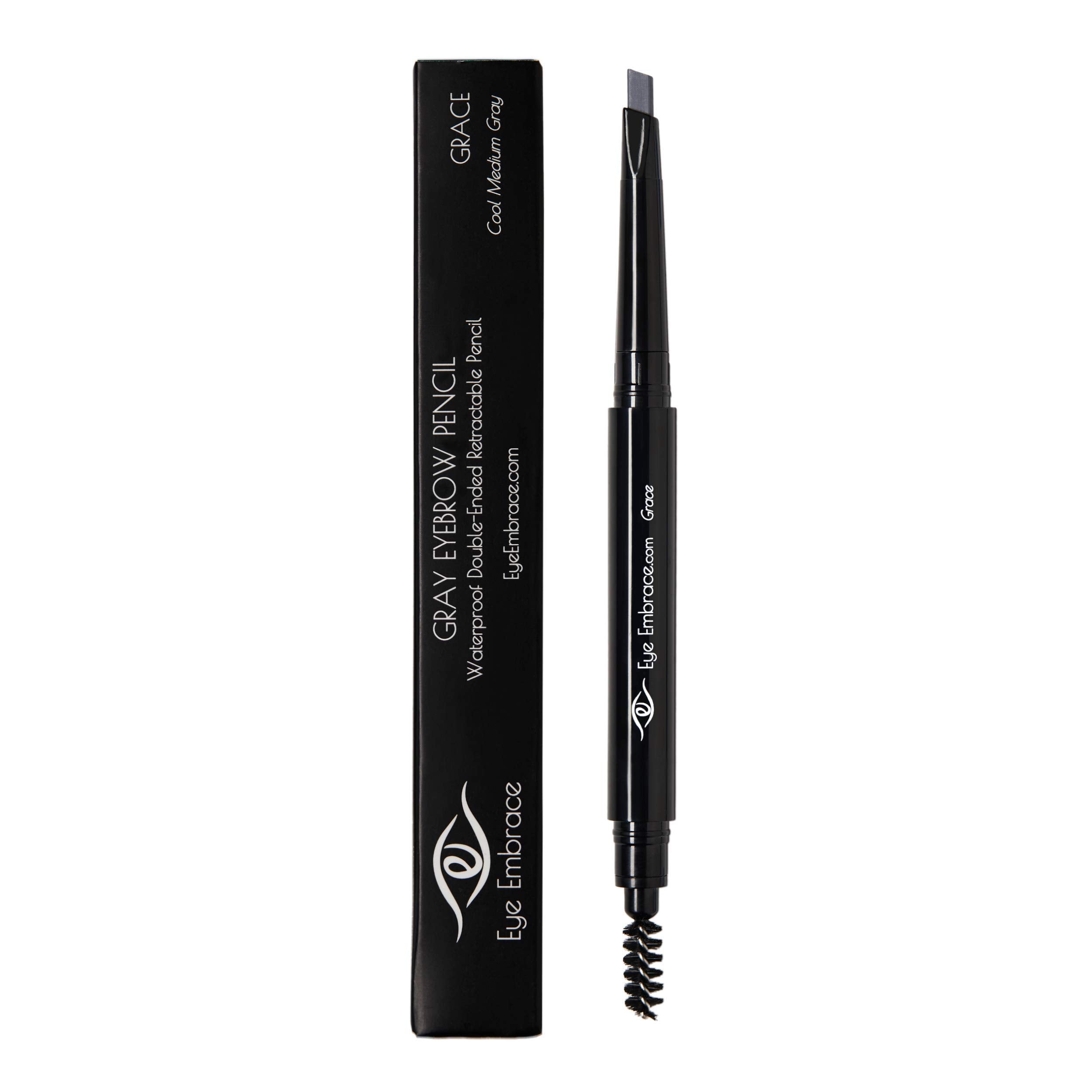 Eye Embrace Grace Medium Gray Eyebrow Pencil – Waterproof, Double-Ended Angled Tip & Spoolie, Cruelty-Free