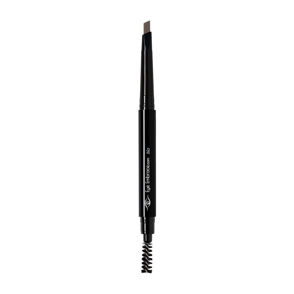 Eye Embrace Isla Eyebrow Pencil – Medium Brown-Gray, Waterproof, Double-Ended Angled Tip & Spoolie, Cruelty-Free