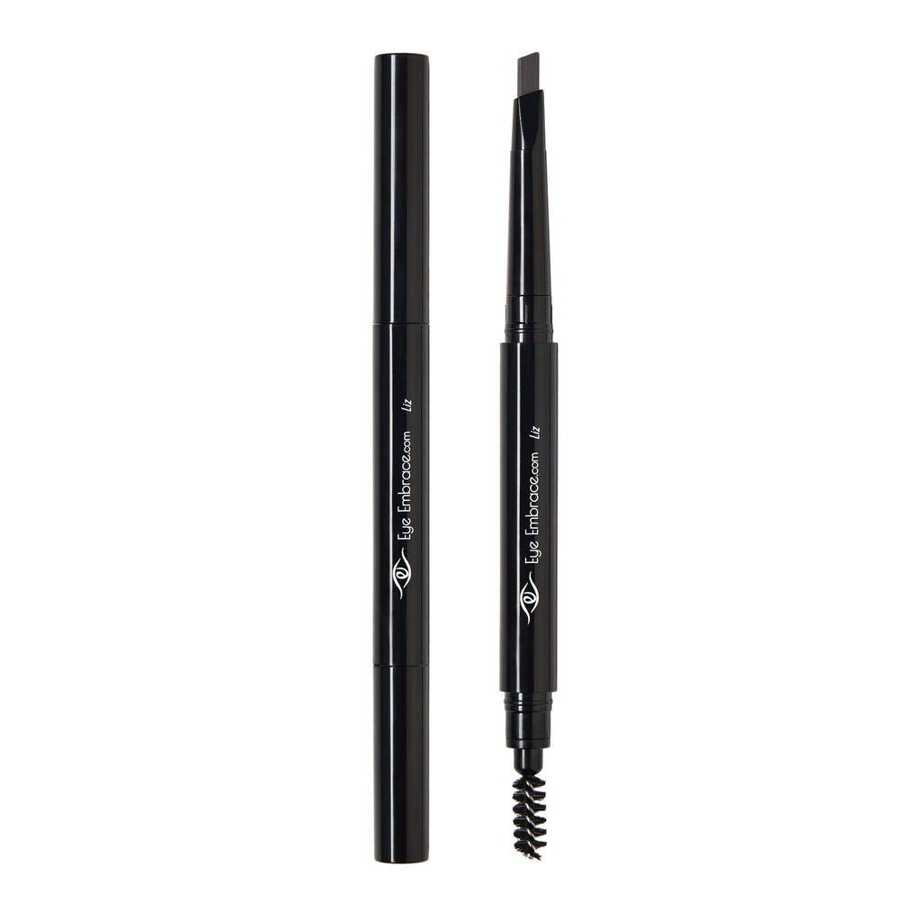 Eye Embrace Liz: Medium Gray Eyebrow Pencil – Waterproof, Double-Ended Angled Tip, Spoolie, Cruelty-Free