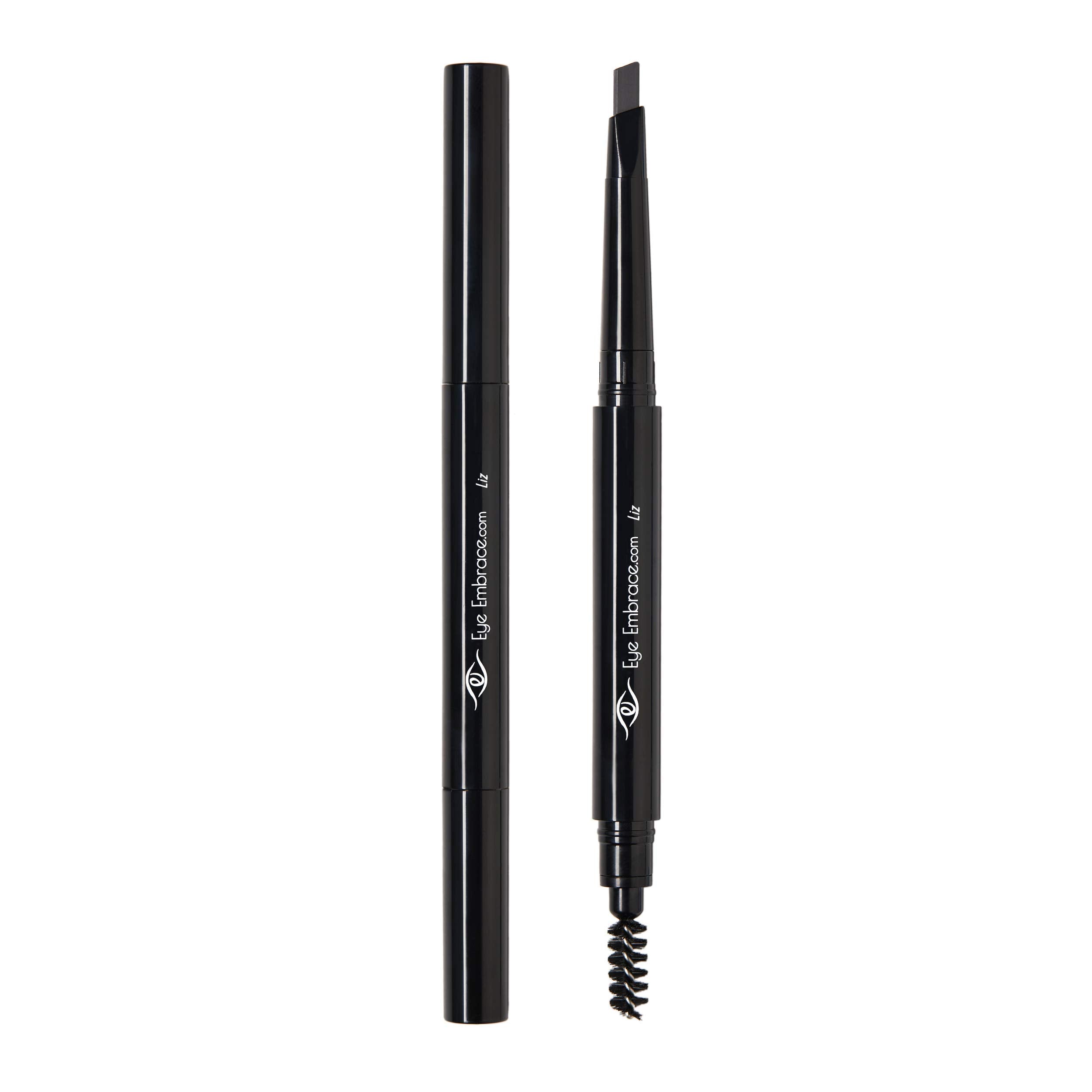 Eye Embrace Liz: Medium Gray Eyebrow Pencil – Waterproof, Double-Ended Angled Tip, Spoolie, Cruelty-Free