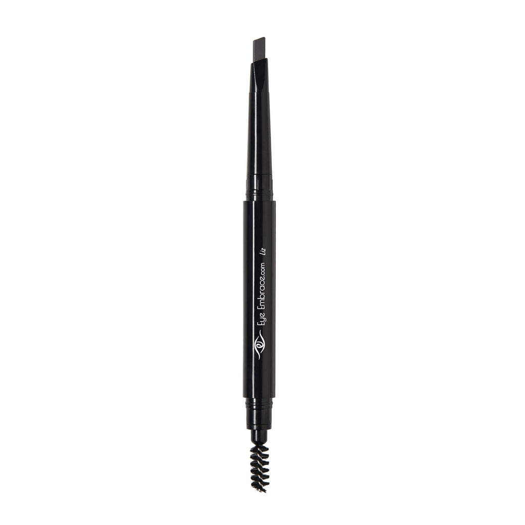 Eye Embrace Liz: Medium Gray Eyebrow Pencil – Waterproof, Double-Ended Angled Tip, Spoolie, Cruelty-Free