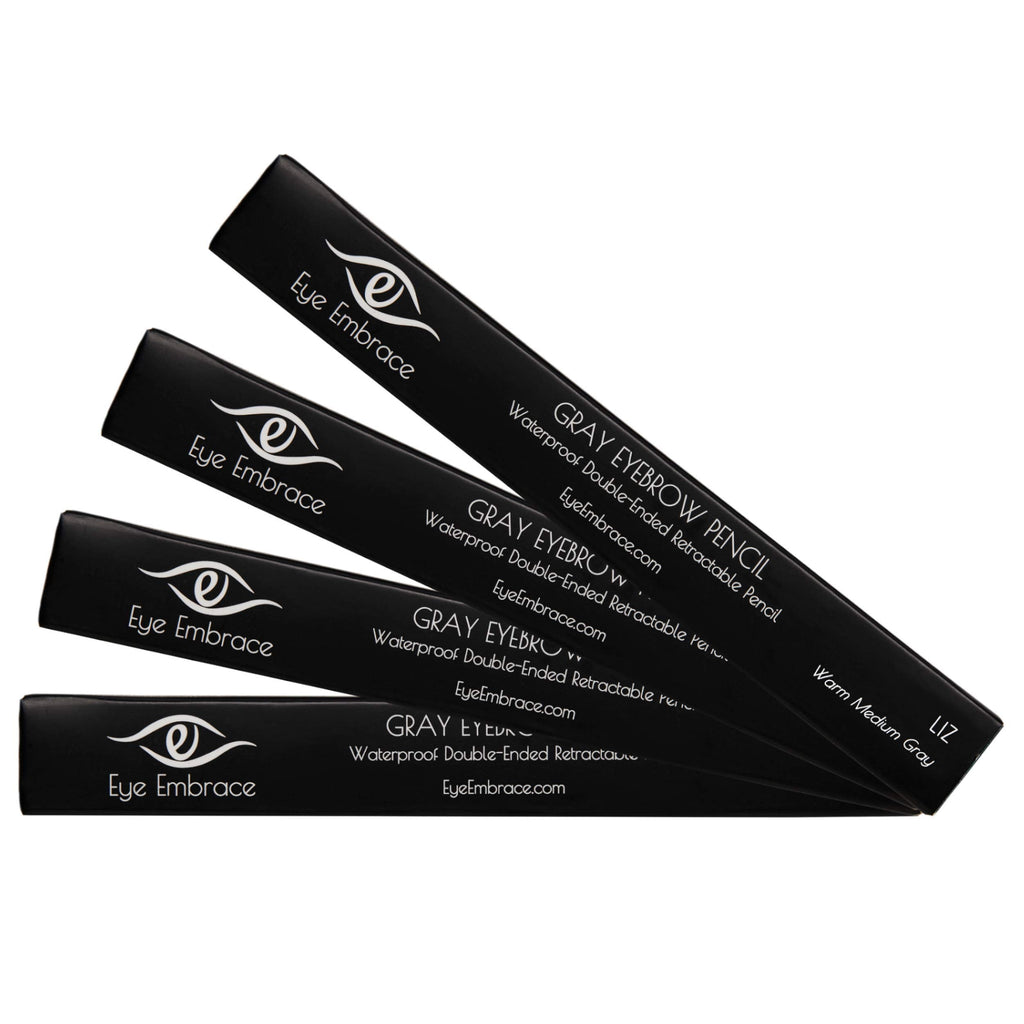 Eye Embrace Liz: Medium Gray Eyebrow Pencil – Waterproof, Double-Ended Angled Tip, Spoolie, Cruelty-Free
