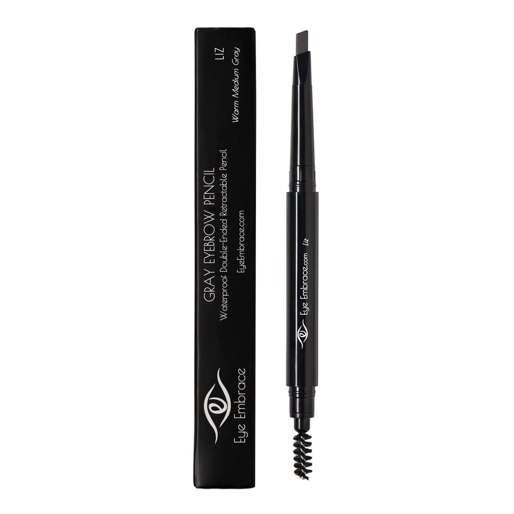 Eye Embrace Liz: Medium Gray Eyebrow Pencil – Waterproof, Double-Ended Angled Tip, Spoolie, Cruelty-Free