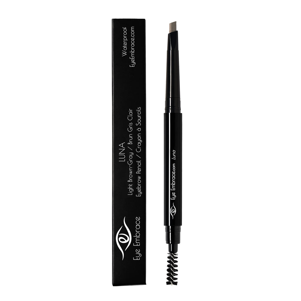 Eye Embrace Luna Eyebrow Pencil – Light Brown-Gray, Waterproof, Double-Ended Angled Tip