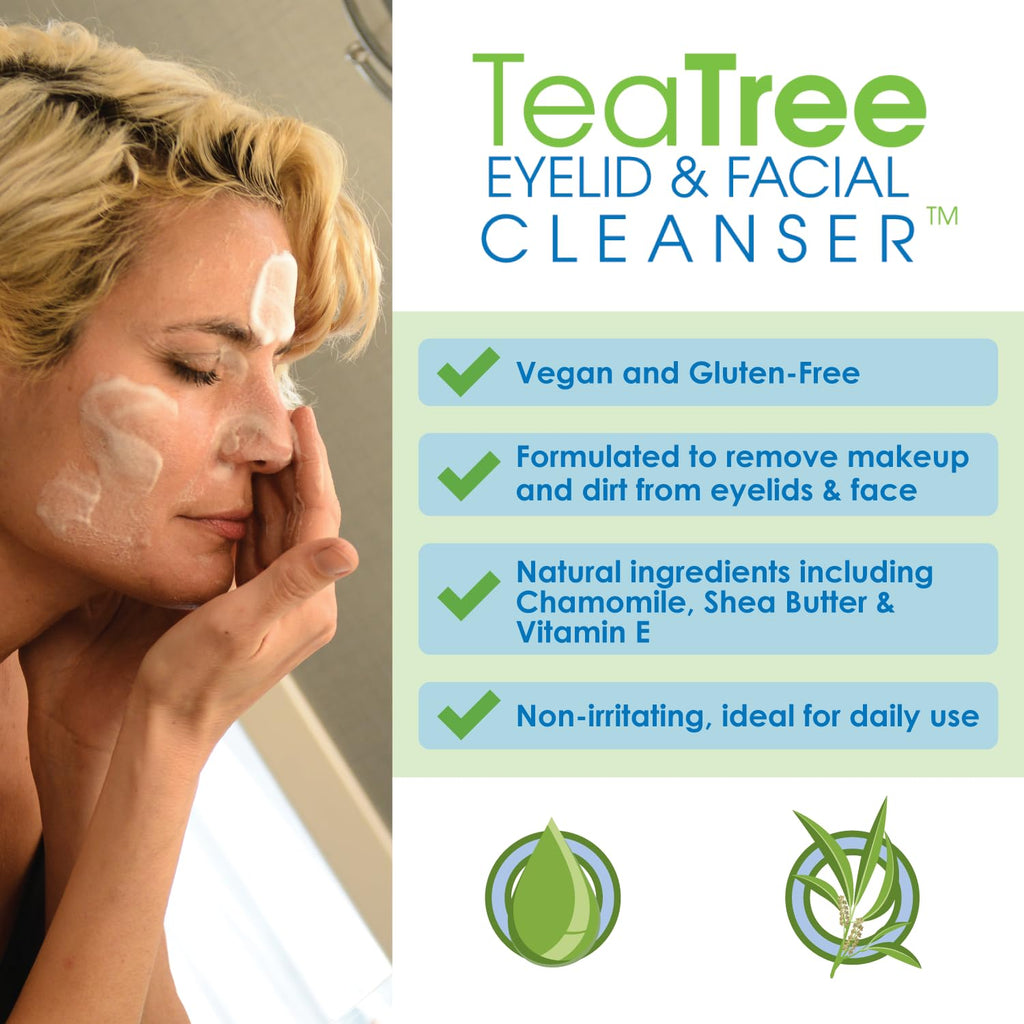 EYEECO Gentle Tea Tree Foaming Cleanser – 1.6oz Eyelid & Face Wash
