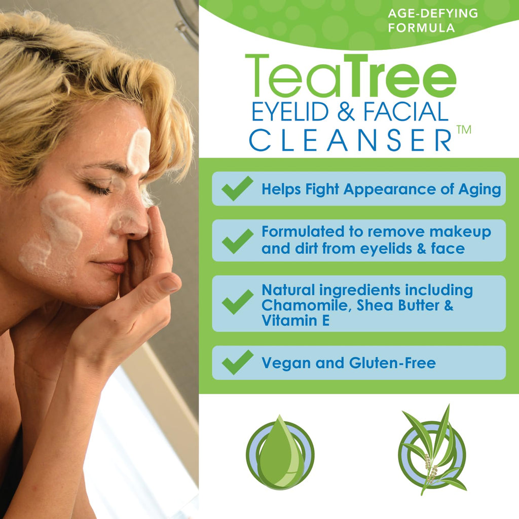 EyeEco Age-Defying Tea Tree Eyelid & Facial Cleanser – 50mL | Gentle, Non-Irritating Formula