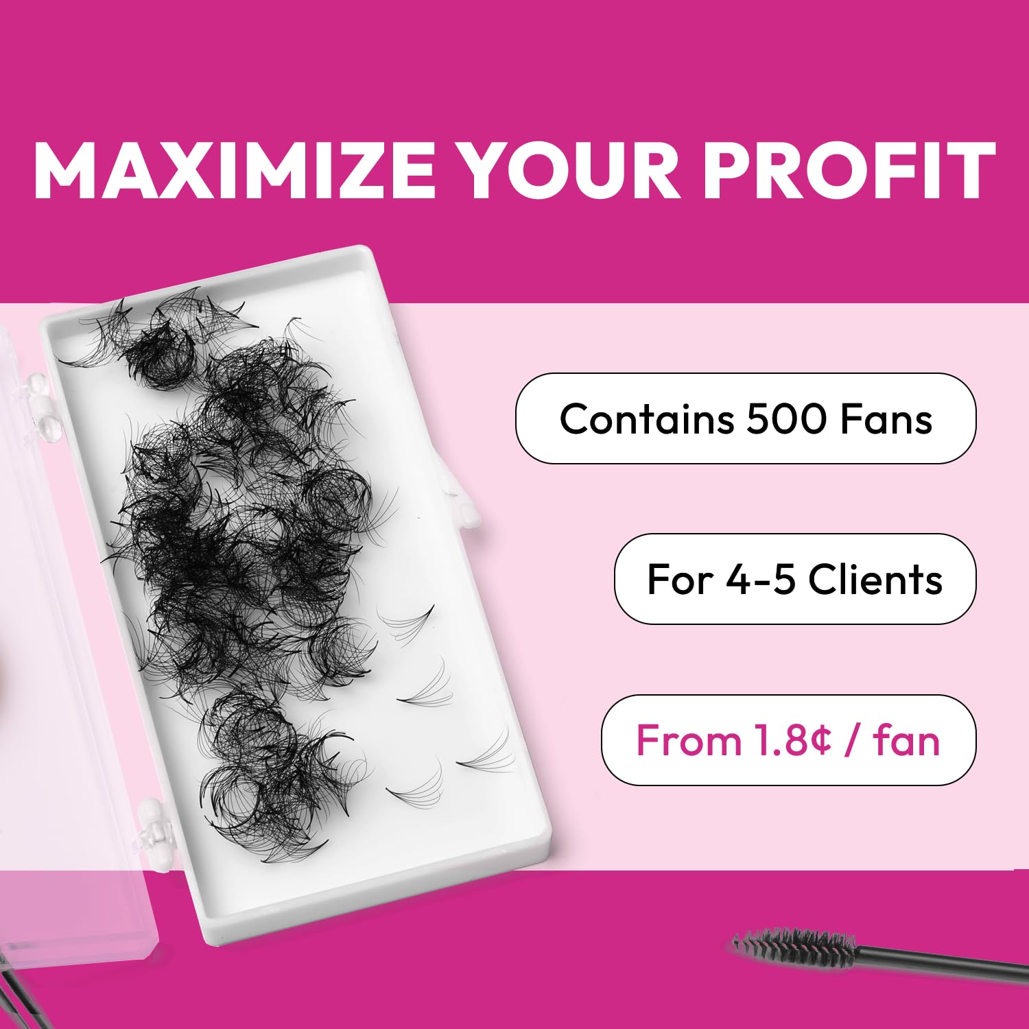 Eyesy Lash 500 Promade Fans – Pointy Base Volume Premade Fans (5D 0.07, 11mm)
