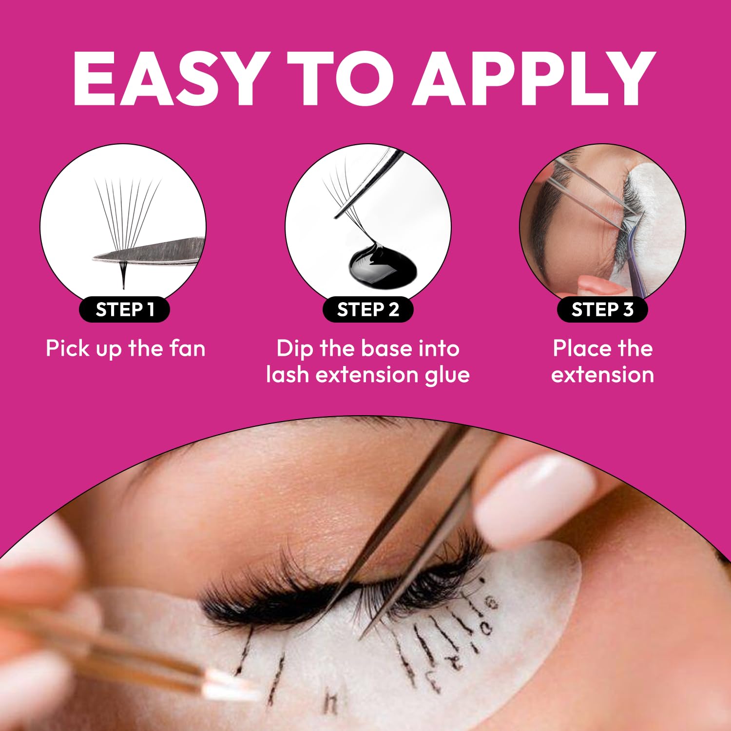 Eyesy Lash 500 Promade Fans - Volume Premade Fans, Pointy Base (6D 0.07 CC 11mm)