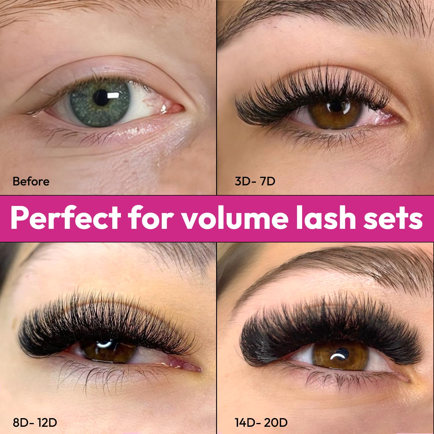 Eyesy Lash 500 Promade Fans – Pointy Base Volume Premade Fans (5D 0.07, 11mm)