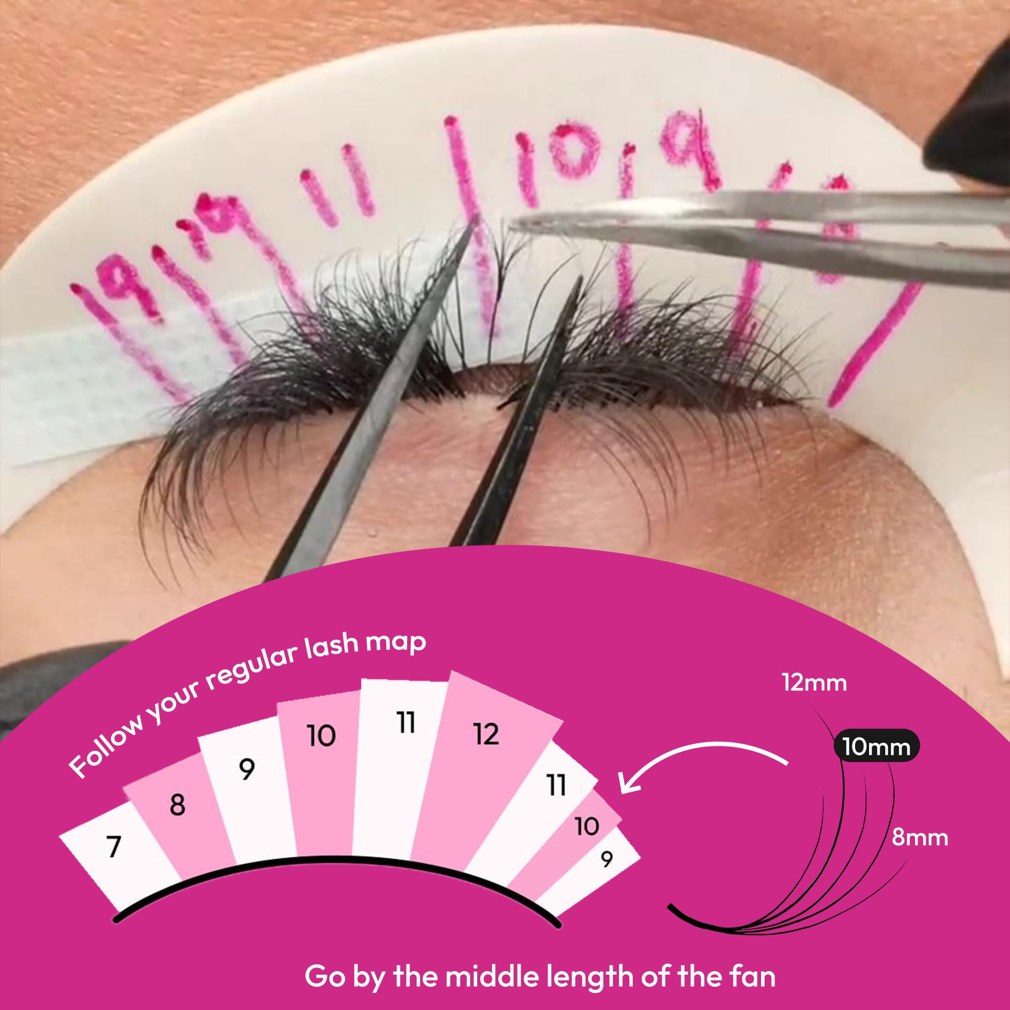 Eyesy Lash 500 Camellia Promade Fans – 5D 0.07 CC Curl, 7-9-11mm – 3-In-1 Natural Premade Lash Fans for Texture, Depth & Volume