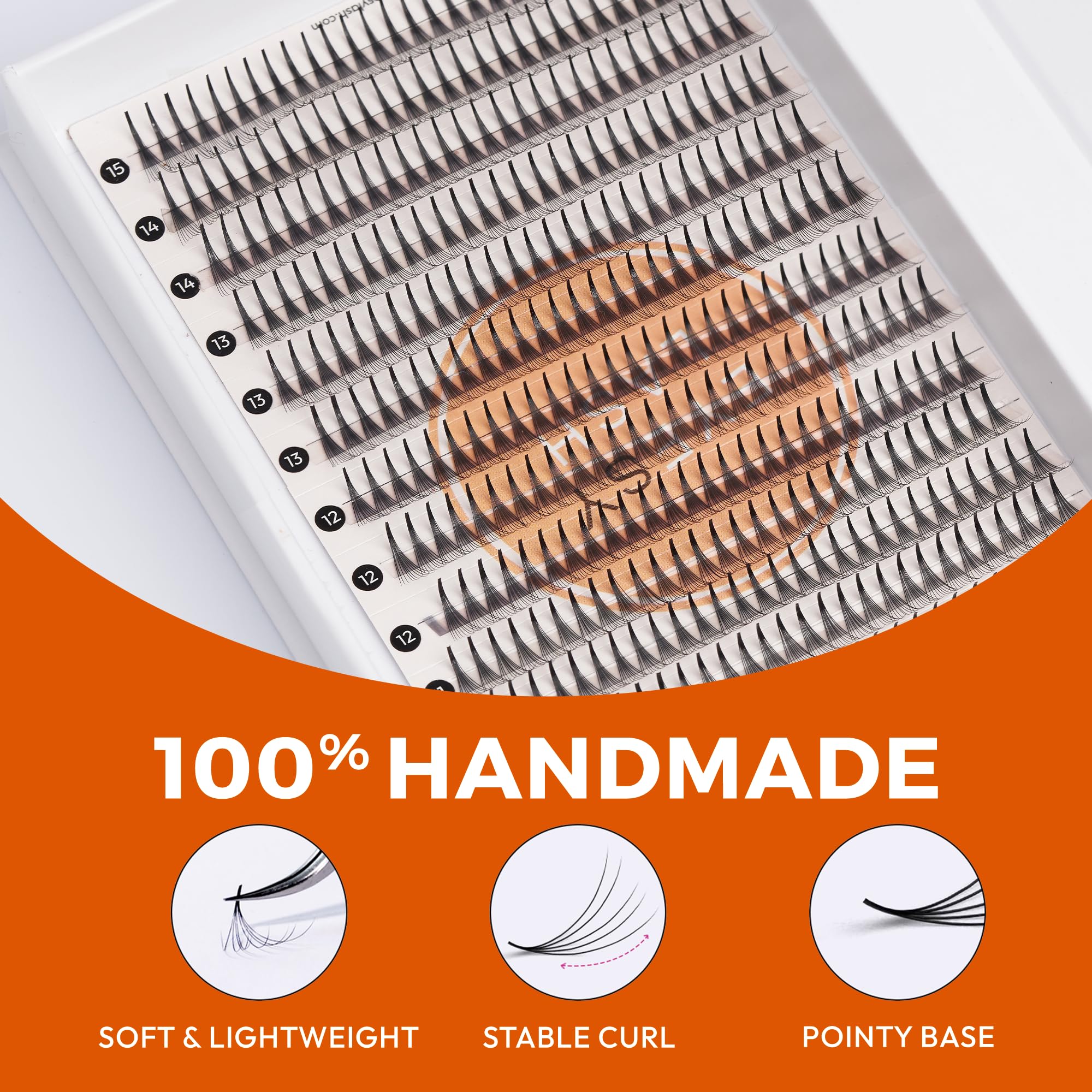 Eyesy Lash 448 Narrow Promade Fans – Mega Volume Lashes, 10D 0.07mm CC Curl, 9-15mm Mix