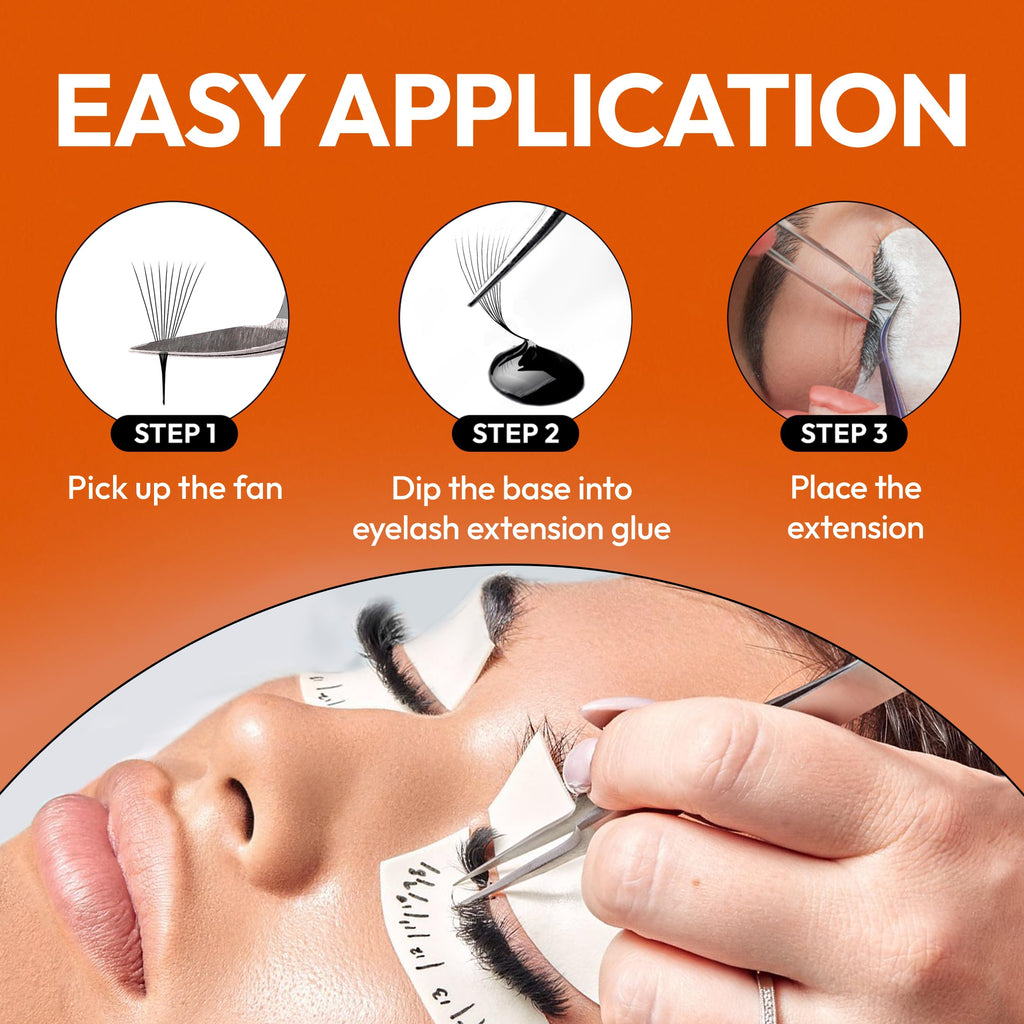 Eyesy Lash 448 Narrow Promade Fans – Mega Volume Lashes, 10D 0.07mm CC Curl, 9-15mm Mix