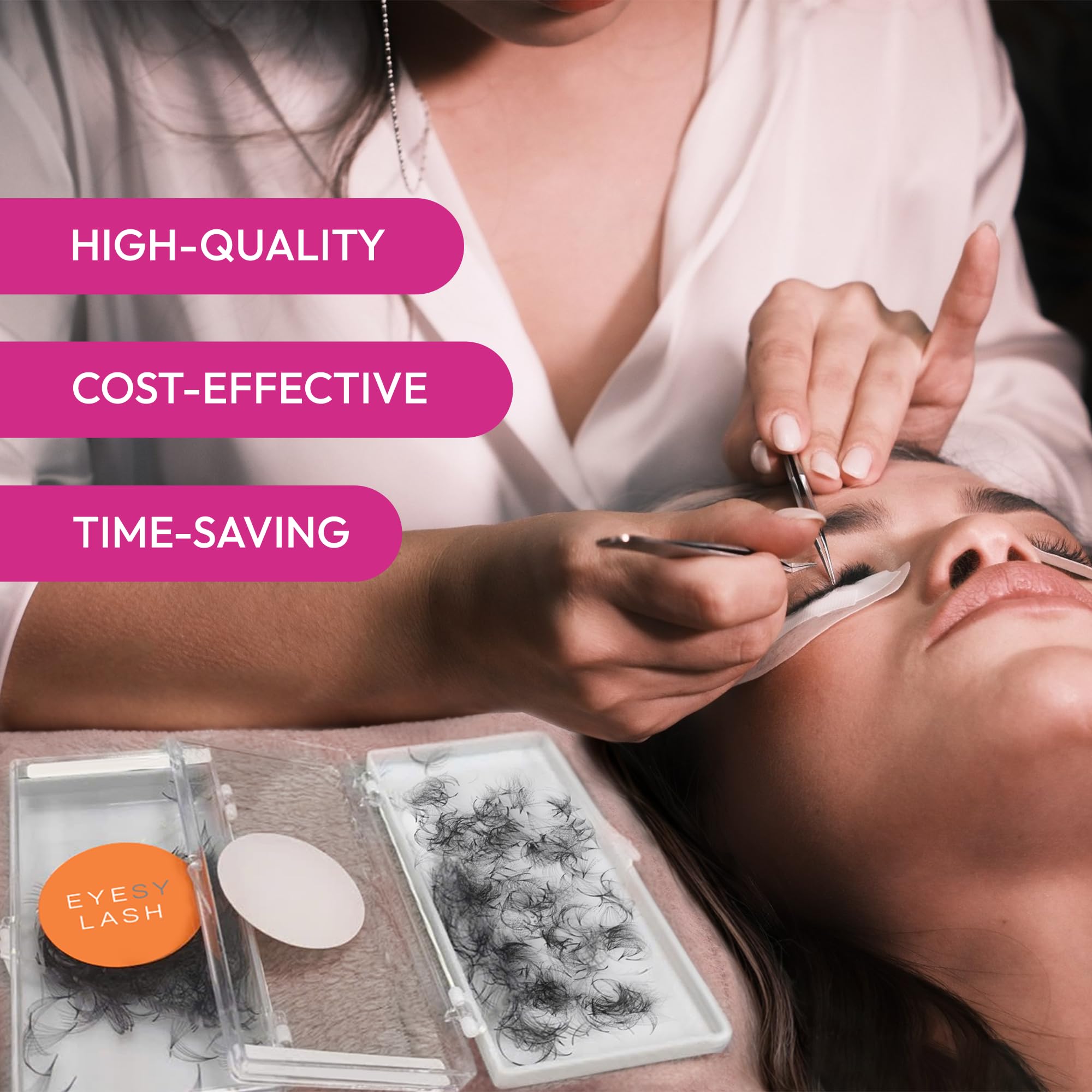 Eyesy Lash 500 Promade Fans – Volume Premade Lash Fans, Pointy Base, 6D 0.07 C 11mm