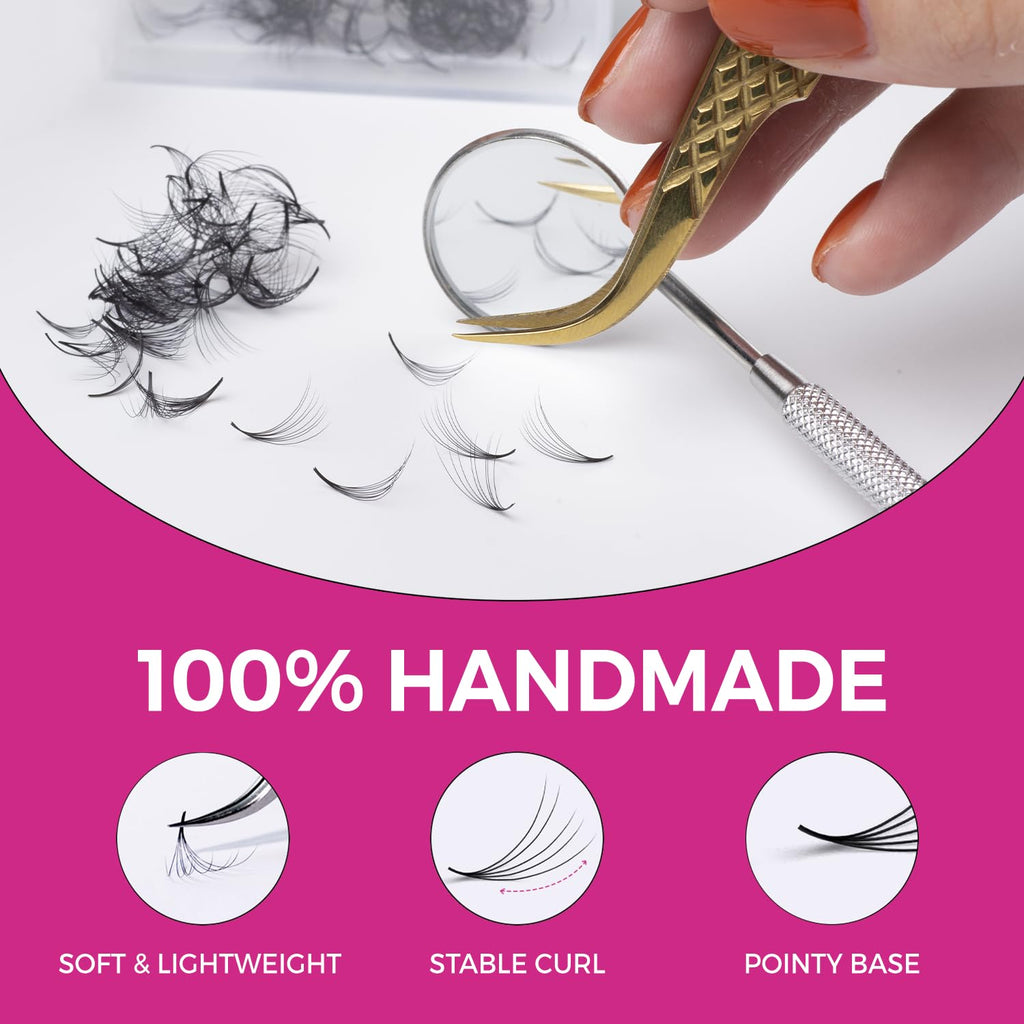 Eyesy Lash 500 Promade Fans – Premade Volume Lash Fans with Pointy Base (6D 0.07D, 13mm)