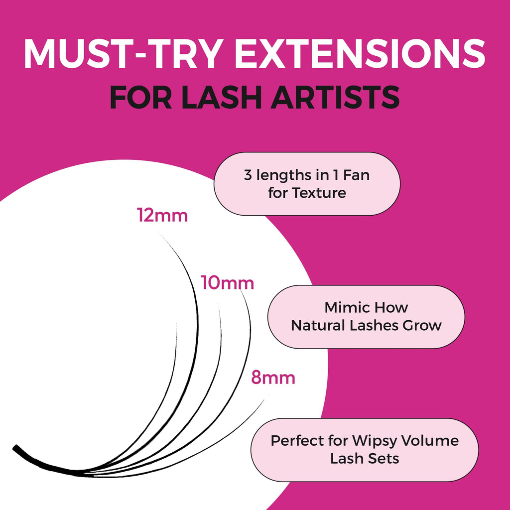 Eyesy Lash 500 Camellia Promade Fans – 3-Length 5D 0.07, C Curl, 9-11-13mm