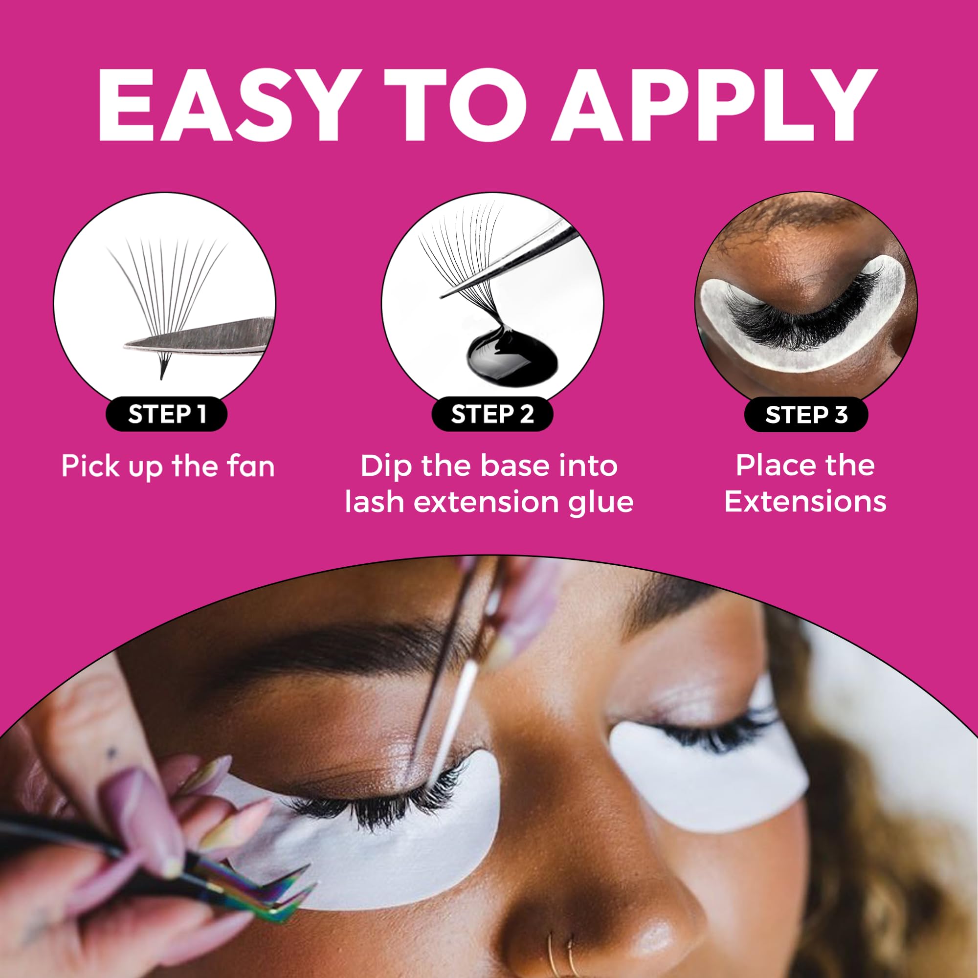 Eyesy Lash 500 Promade Fans – Lightweight Pointy-Base Premade Lash Fans (10D 0.03 C 16mm)