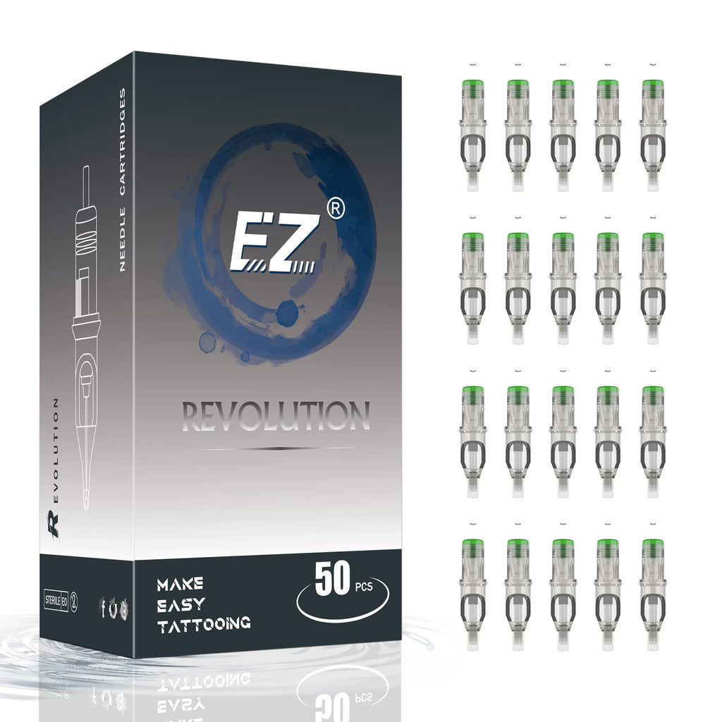 EZTAT2 EZ Tattoo Cartridge Needles Assorted – 50Pcs Mixed 7M1/9M1/11M1/13M1/15M1 Bugpin Magnum Cartridges for Rotary Tattoo Pen