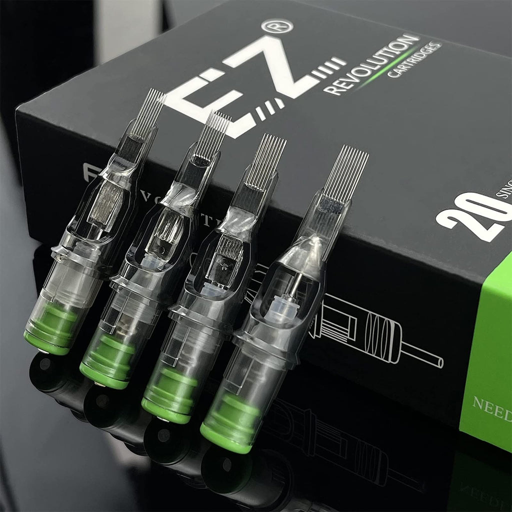 EZTAT2 Revolution Tattoo Cartridges: 20Pcs #10 Bugpin Magnum for Rotary Machines