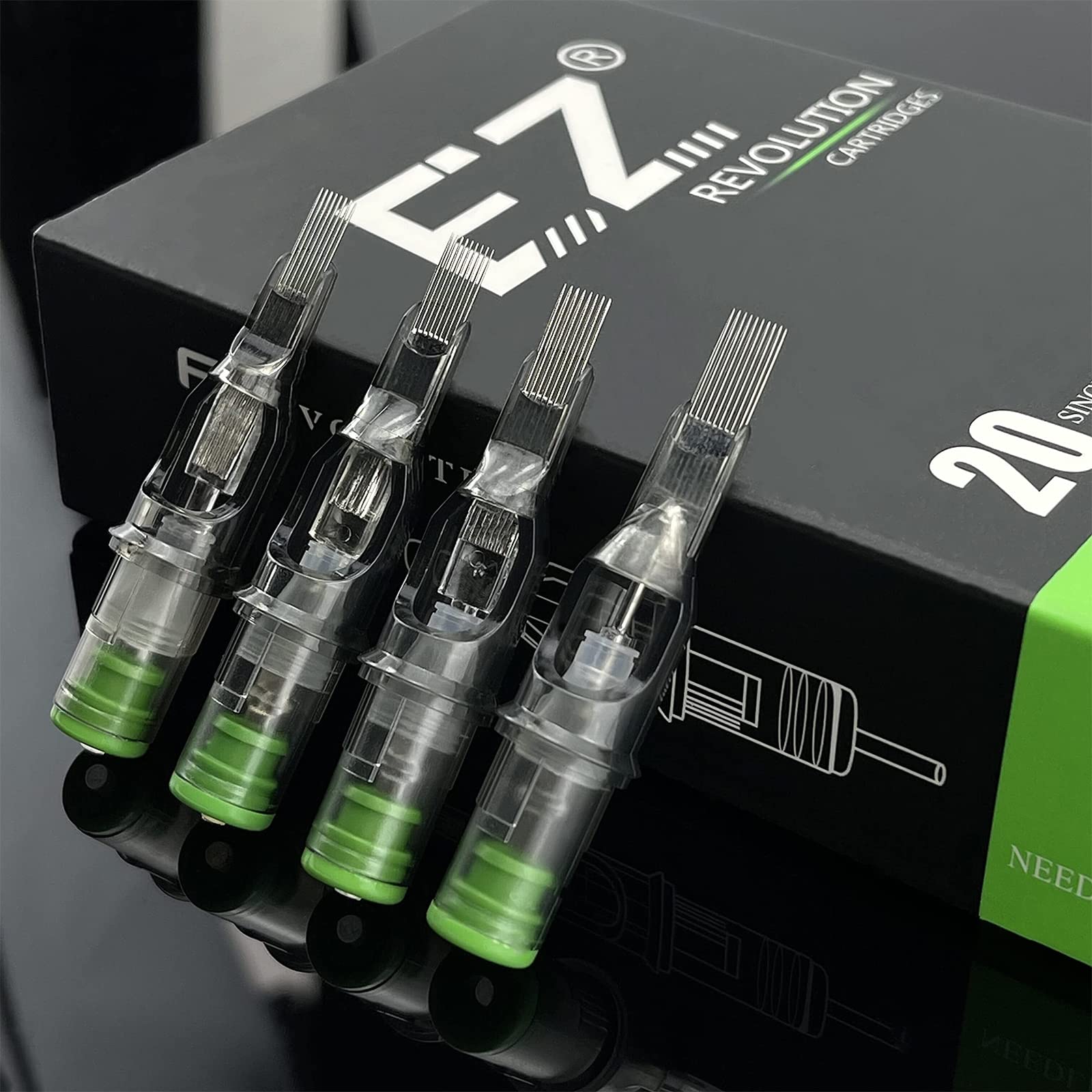 EZTAT2 Revolution Tattoo Cartridges: 20Pcs #10 Bugpin Magnum for Rotary Machines