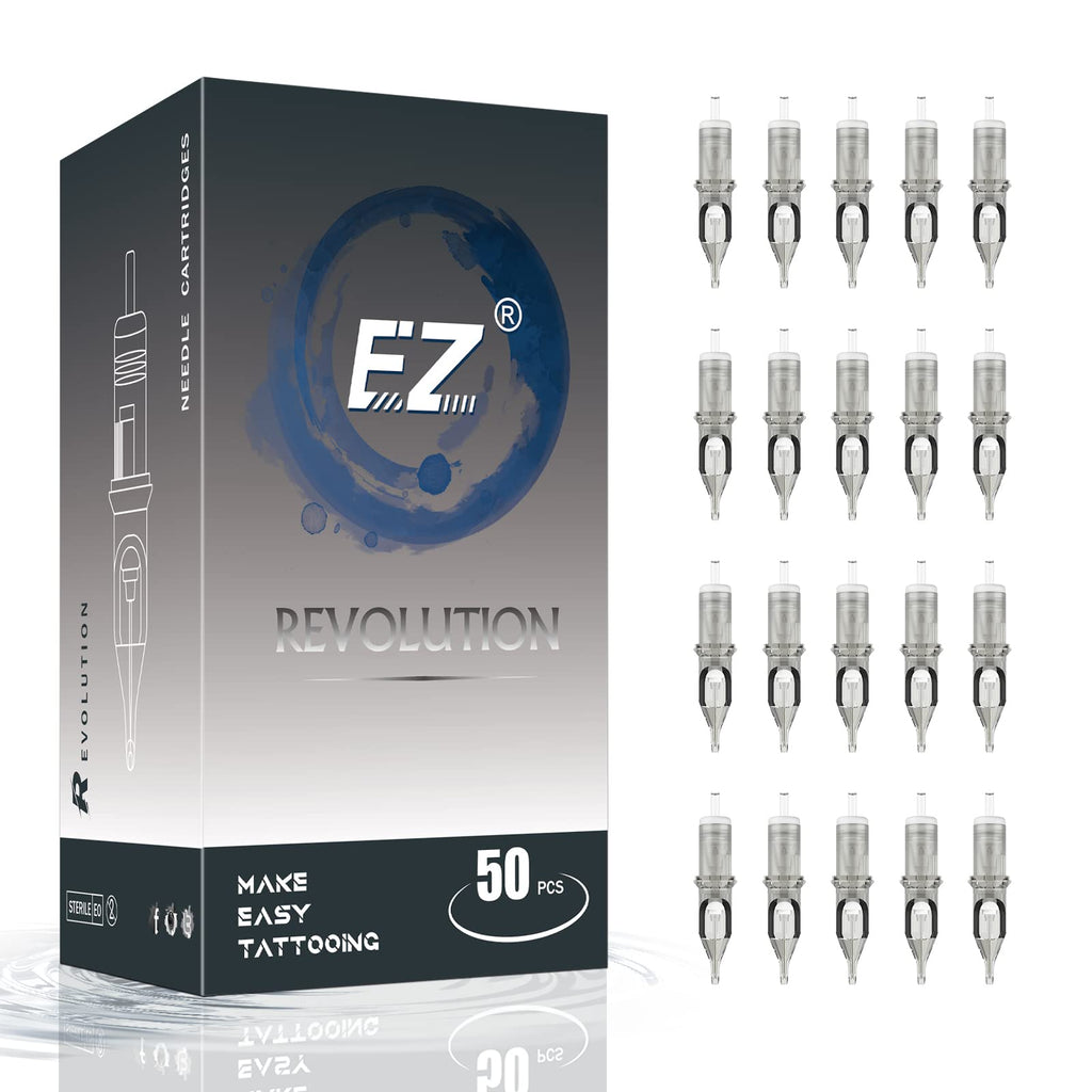 EZTAT2 50Pcs Mixed Tattoo Cartridge Needles (1203RL, 1205RL, 1207RL, 1209RL, 1211RL) – Standard Round Liner for Rotary Tattoo Pen