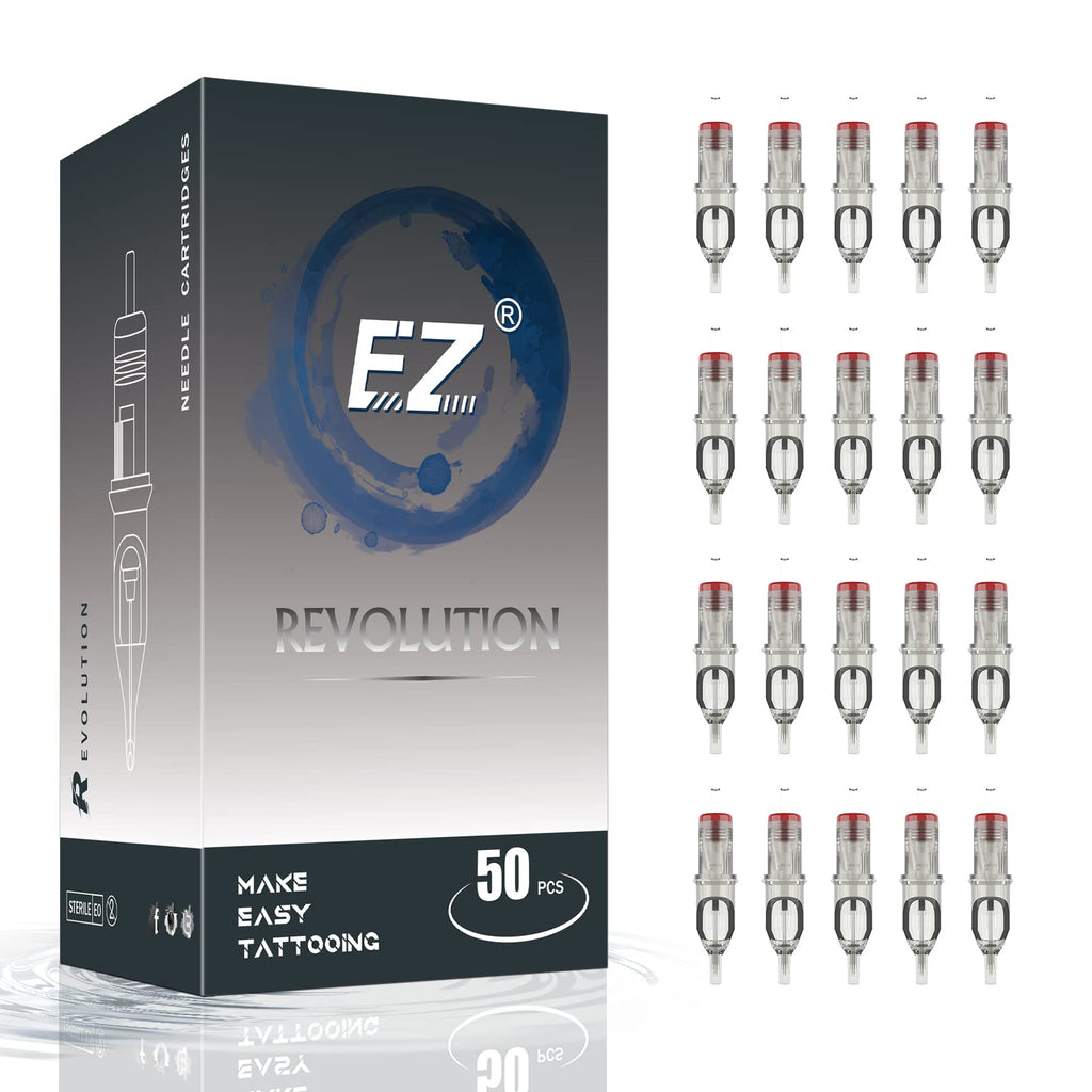 EZ Tattoo Cartridge Needles Assorted 50Pcs Mixed (7RM–15RM) Bugpin Round/Curved Magnum | EZTAT2