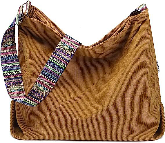 Women's Large Crossbody Fashion Corduroy Retro Hobo Fashion Shoulder Bag