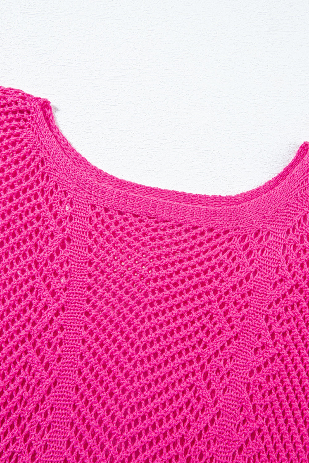 Pink Pointelle Knit Top Women UK | Scalloped Short Sleeve