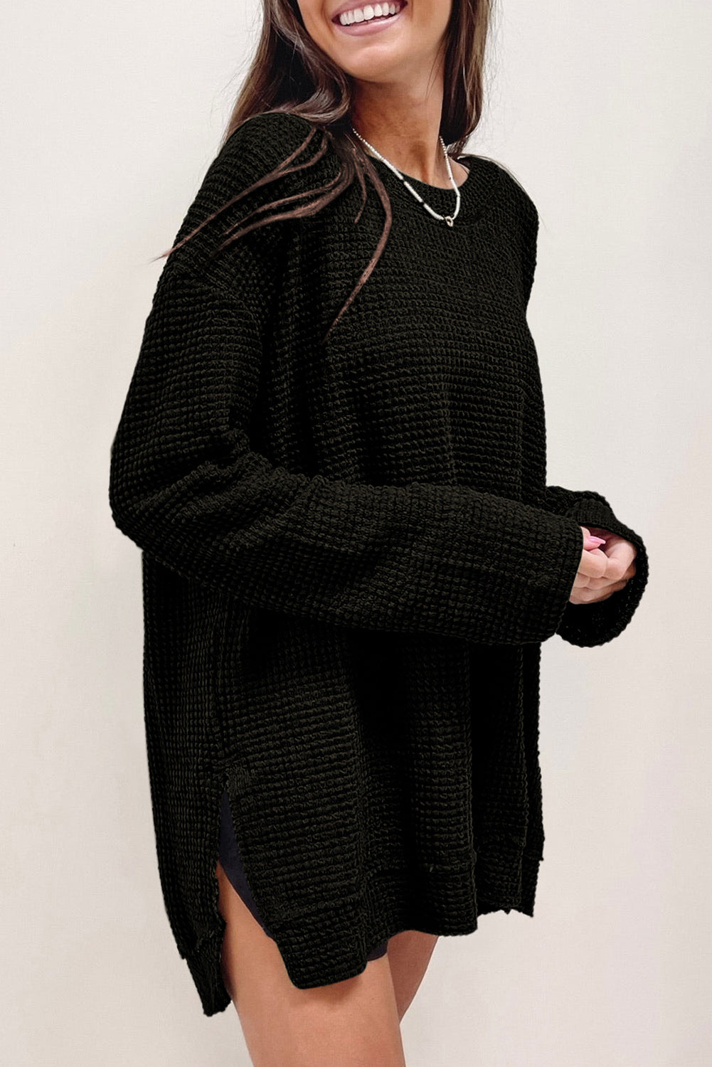 Moss Green Textured Knit Top | Plus Size Long Sleeve