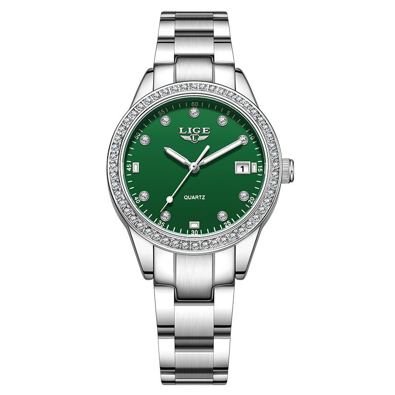 Fashion Girl Quartz Watch Diamond-encrusted Multifunctional Waterproof Luminous